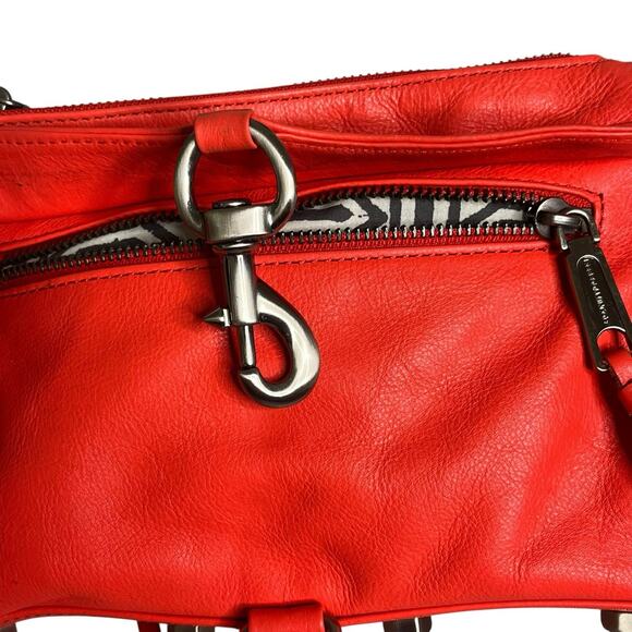 Rebecca Minkoff Leather Mini Mac Clutch Crossbody Bag Convertible Tomato Red - Picture 8 of 11